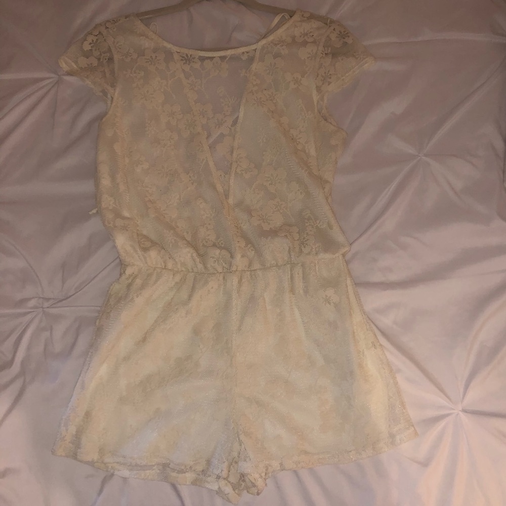 Cream lace romper